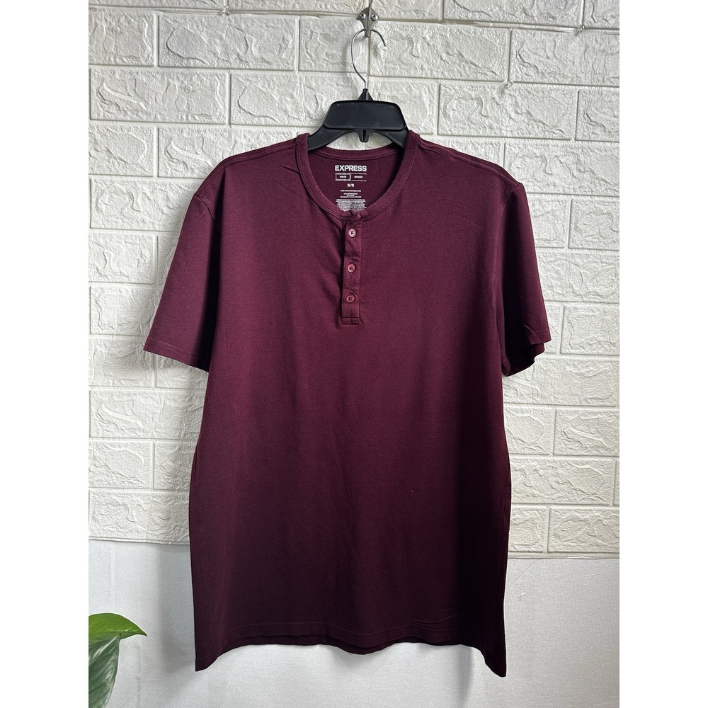 EXPRESS MENS BURGUNDY STRETCH SUPERSOFT SIZE‎ XL SHORT SLEEVE SHIRT